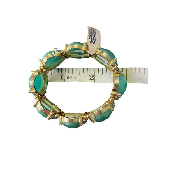 Jewelry Blue seafoam Green Oval stone Stretch Link Bracelet - Picture 6 of 8